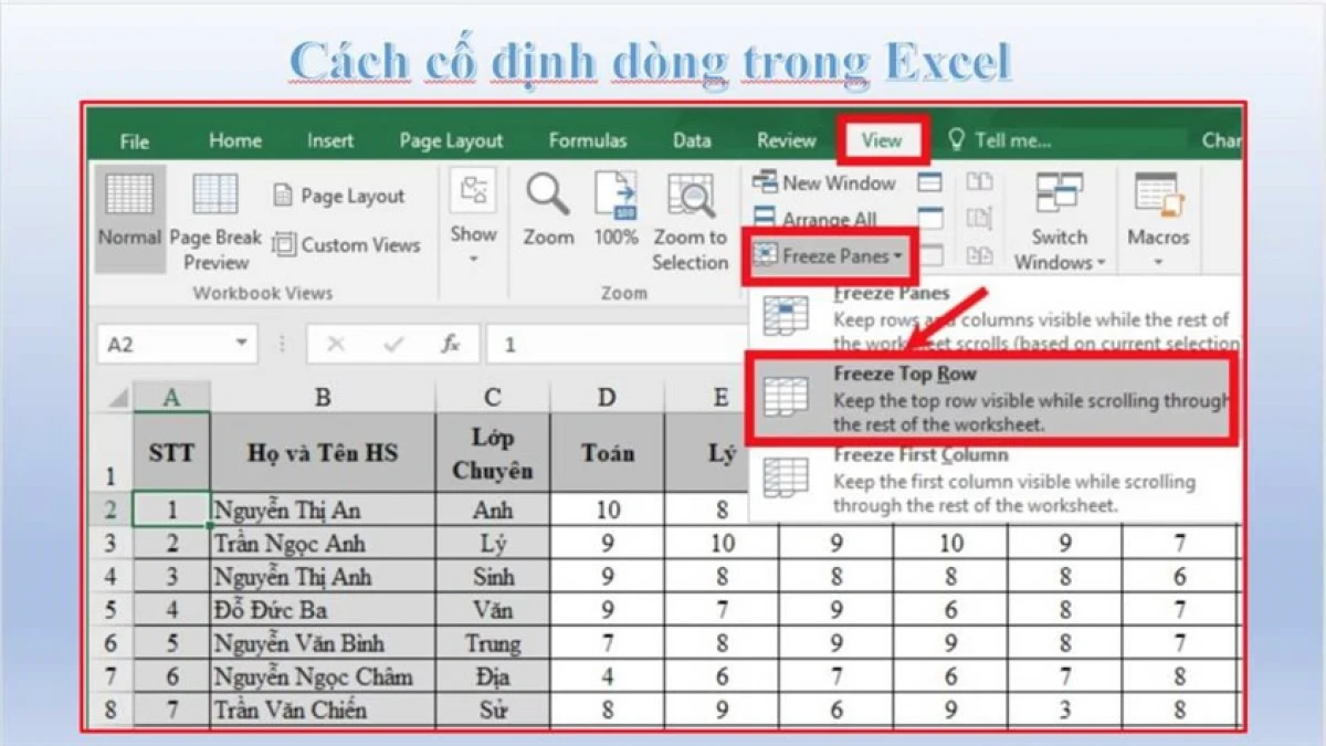   Bí Quyết Cố Định Hàng trong Excel: Nâng Cao Hiệu Suất Làm Việc