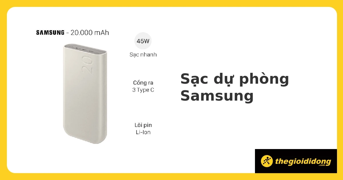 Sạc dự phòng Samsung Thegioididong chính hãng