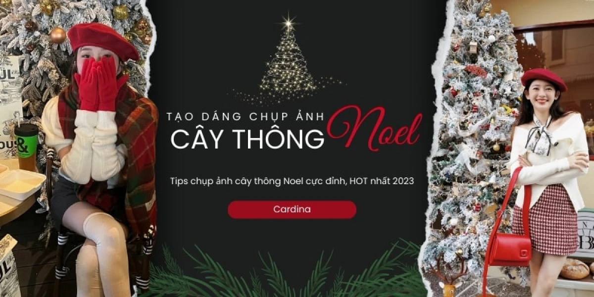 Tạo dáng chụp ảnh bên cây thông Noel