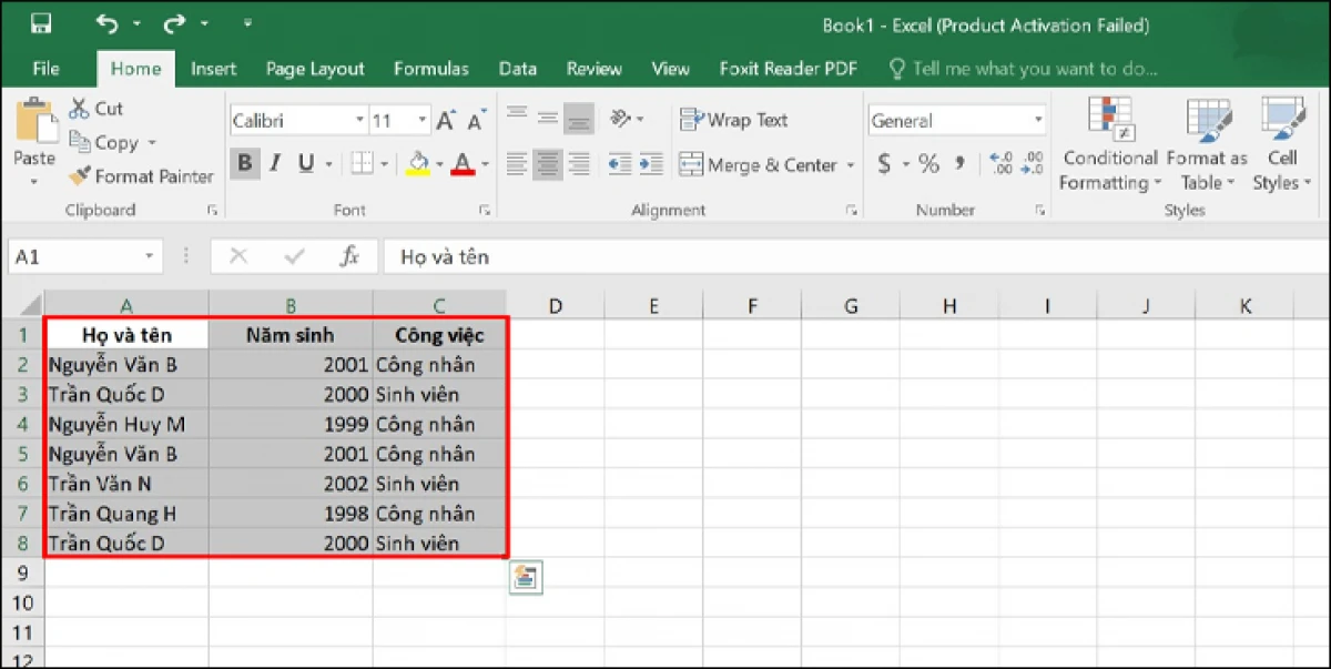 Lọc dữ liệu Excel cơ bản