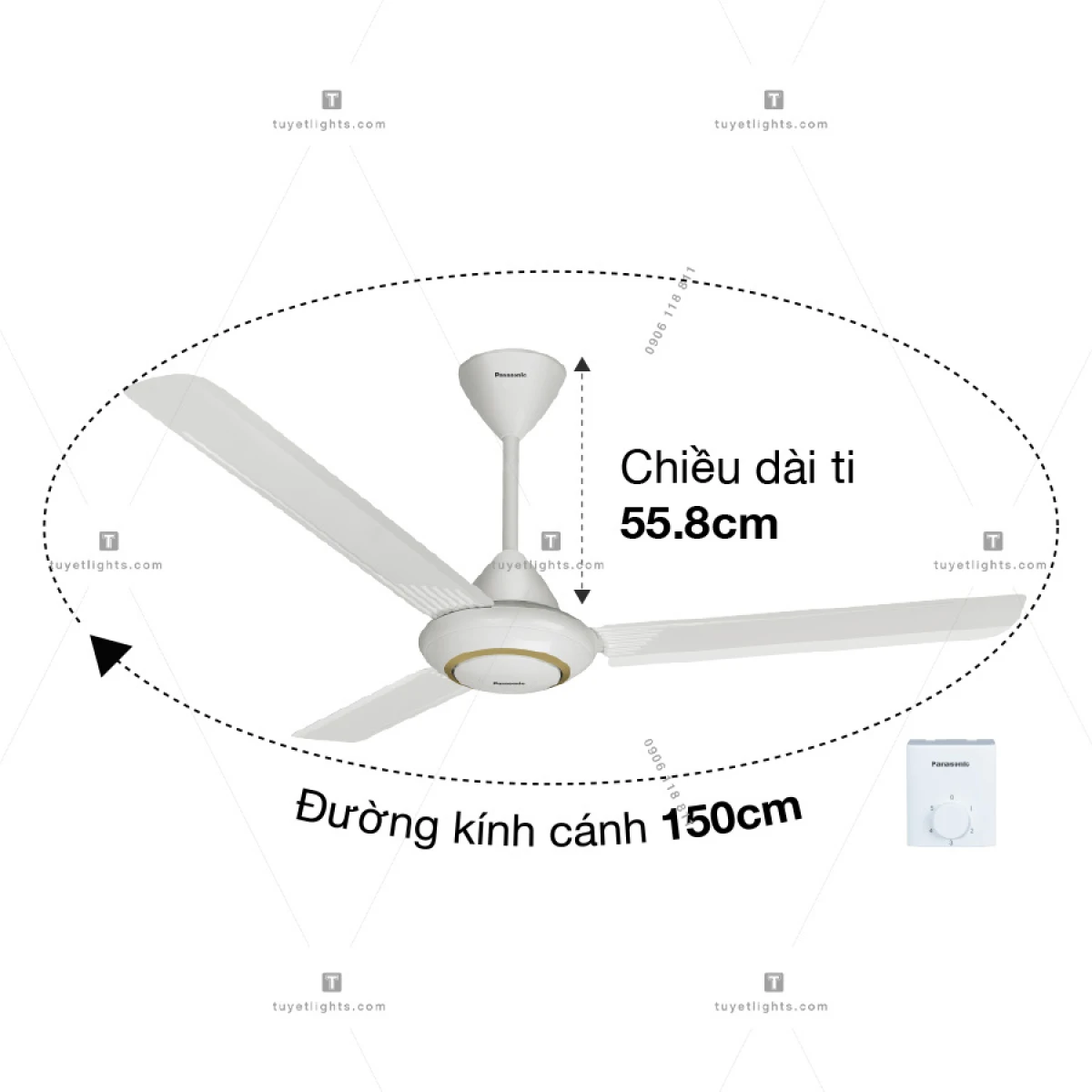 Quạt Trần Panasonic 3 Cánh Với Đèn Led