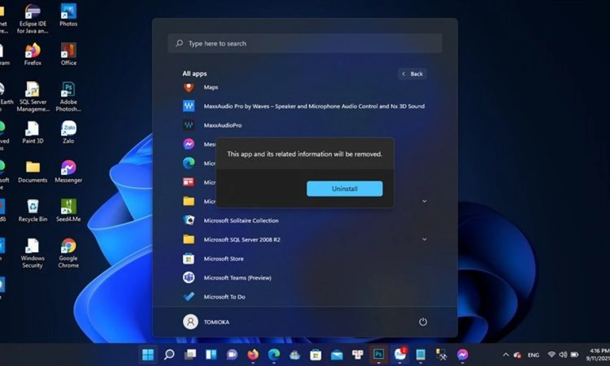 Xóa ứng dụng trên Windows thông qua Settings app