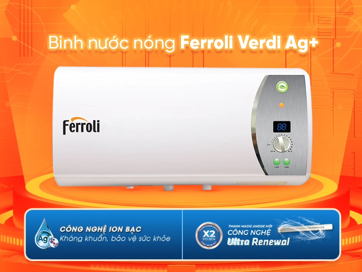 Bình nóng lạnh Ferroli 20L với các tính năng an toàn như chống giật, chống quá nhiệt