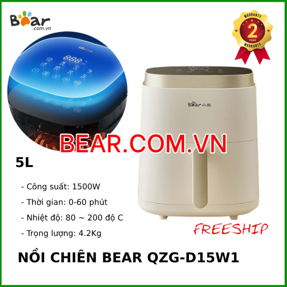 Nồi Chiên Không Dầu Bear: Lựa Chọn Dung Tích