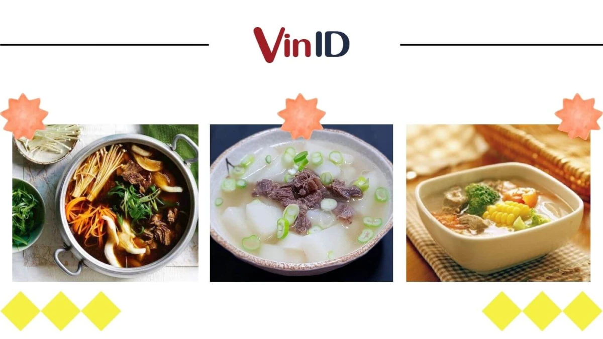 Nguyên liệu thịt bò và rau củ nấu canh