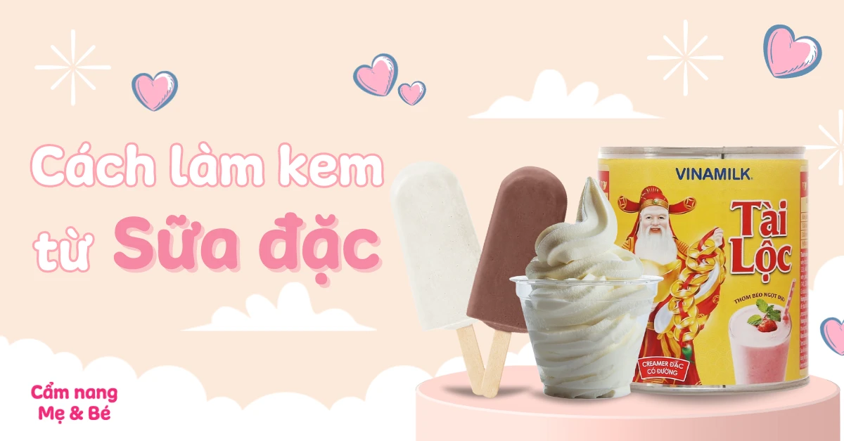 Trộn kem tươi với sữa đặc và hương vani