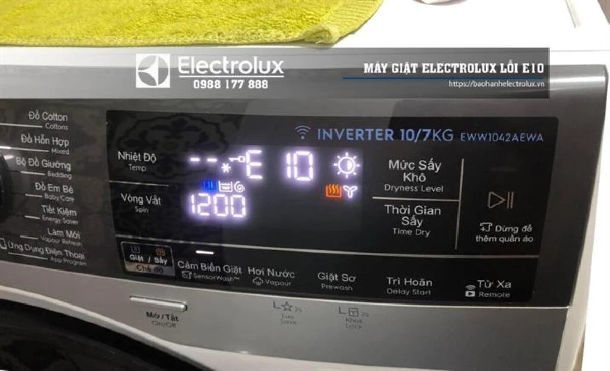 Mã lỗi E10 máy giặt Electrolux