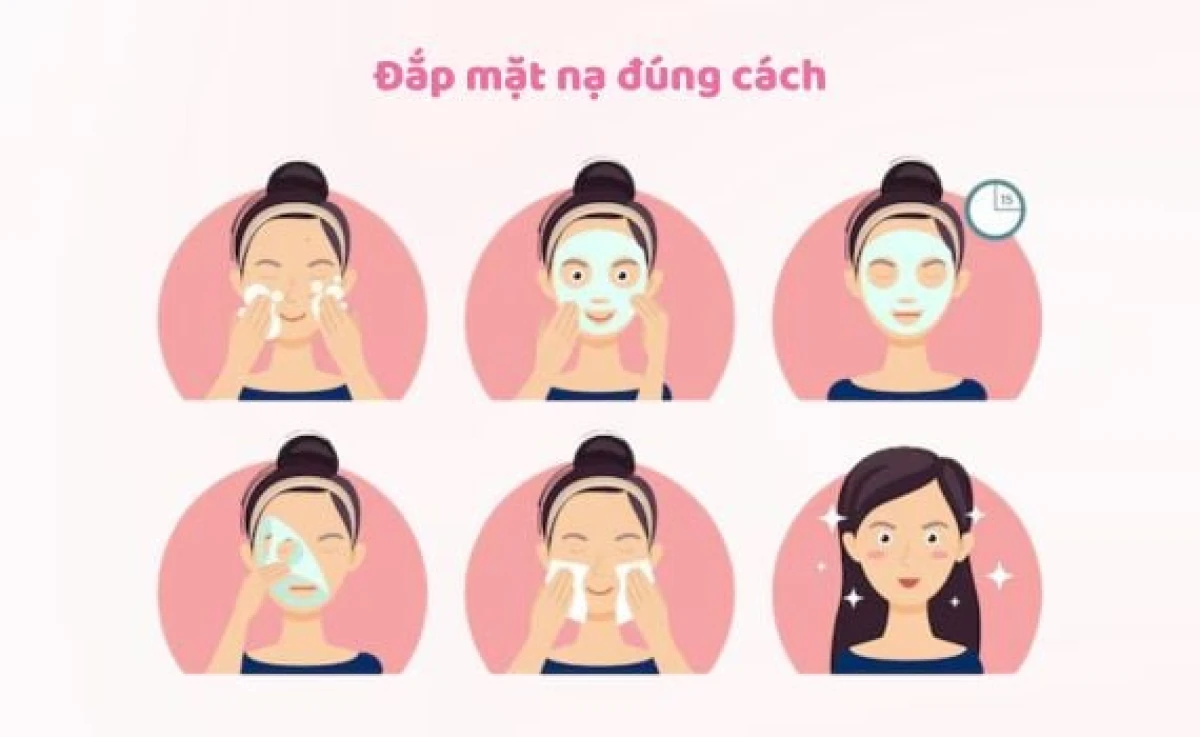 Hình minh họa đắp mặt nạ đất sét và rửa mặt bằng nước ấm