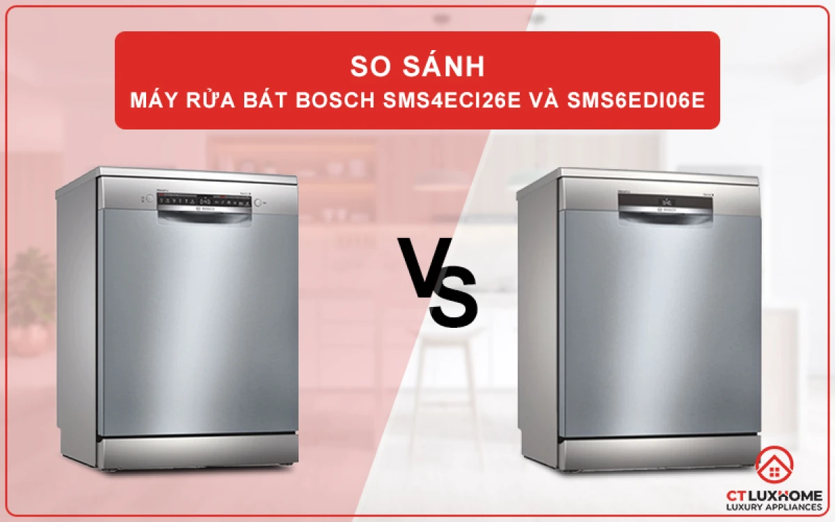 So sánh kích thước và công suất máy rửa chén