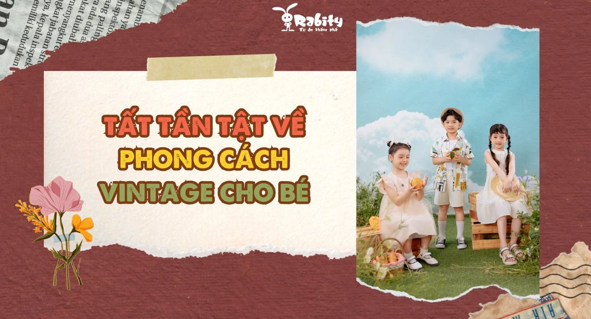 Thời trang trẻ em retro vintage với quần yếm jeans và váy hoa nhí