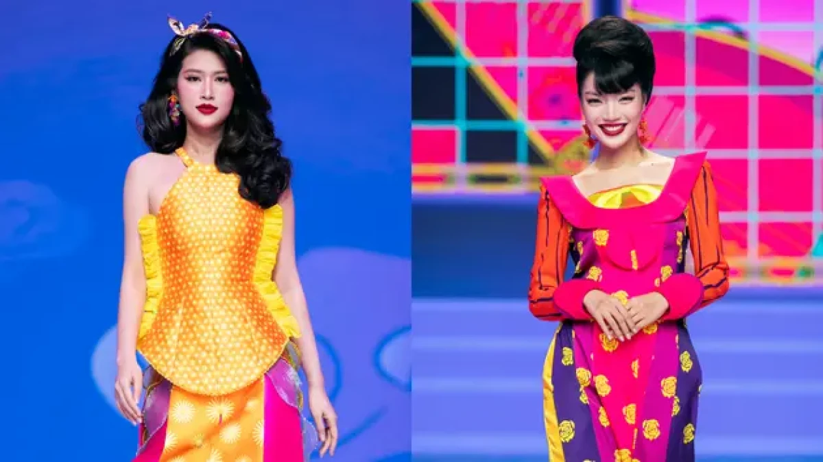 Người mẫu trình diễn áo phát sáng trong sàn diễn thời trang công nghệ