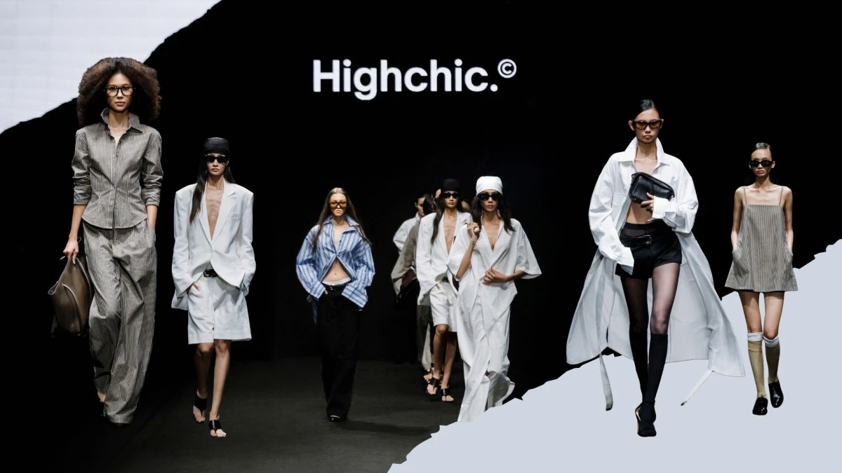 Sàn diễn show thời trang với ánh sáng và người mẫu sải bước tự tin