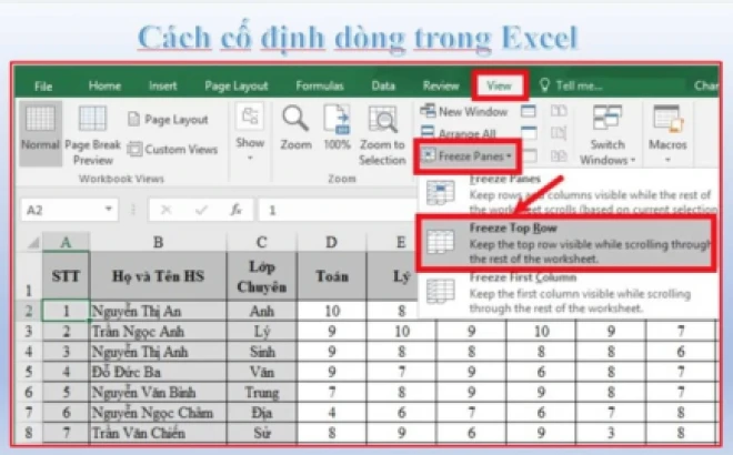 Cách cố định cột trong Excel giúp quản lý dữ liệu hiệu quả hơn